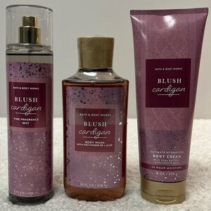 Bath & Body Works "Blush Cardigan" Body Creme, Wash & Mist Gift Bundle